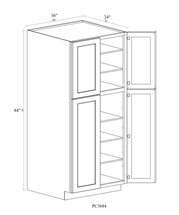 Pantry Cabinet - 36"W x 84"H x 24"D - - 4D