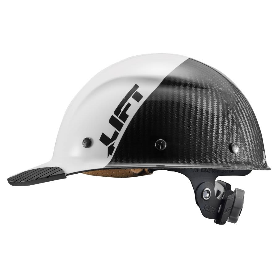 White/Black Full Brim Carbon Fiber Hard Hat