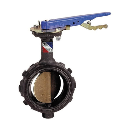 Wafer Style Butterfly Valve, Lever Handle, 2-1/2 in, Flange, Ductile Iron