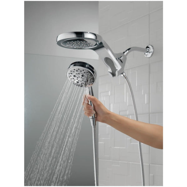 HydroRain 2.5 GPM Multi Function 2-in1 Rain Shower Head and Hand Shower with H2OKinetic PowerDrench