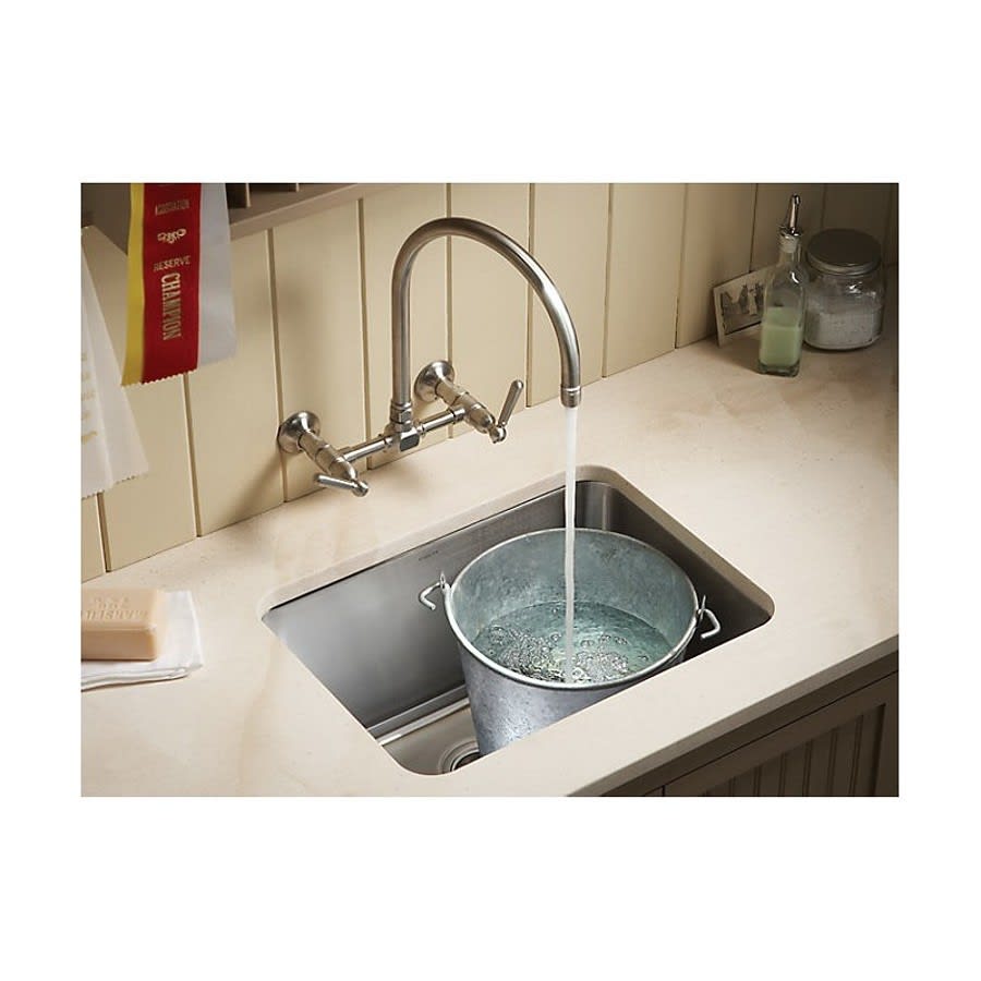 Undertone® Utility Sink, 1 Basin, Under Mount, 18 ga Satin Steel, Stainless