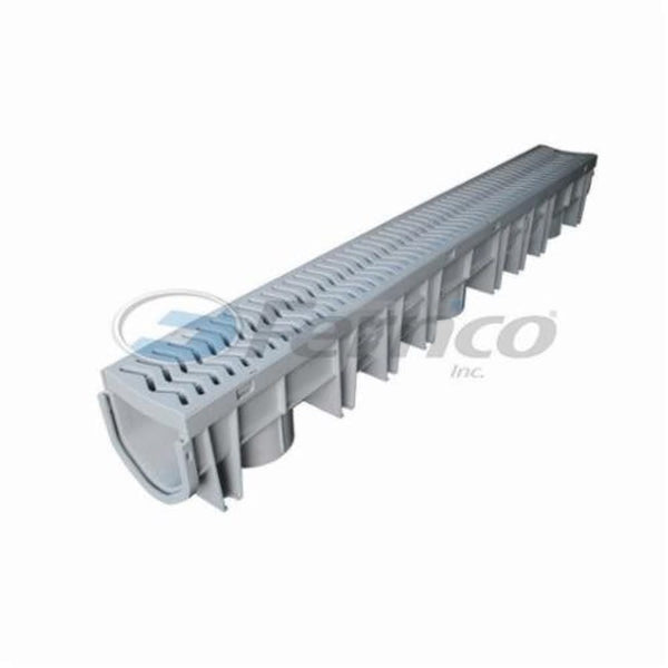 StormDrain™ Single Piece Drain Channel With Grate, Polypropylene, Gray