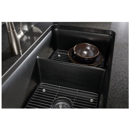 Cairn 33-1/2" Undermount Double Equal Bowl Neoroc Granite Composite Kitchen Sink with Right Sink Rack Included