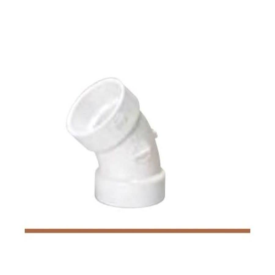 45 deg Elbow, 8 in, Hub, DWV, PVC