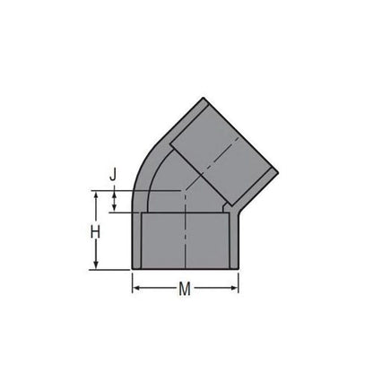 45 deg Elbow, 1-1/2 in, Socket, SCH 80/XH, PVC