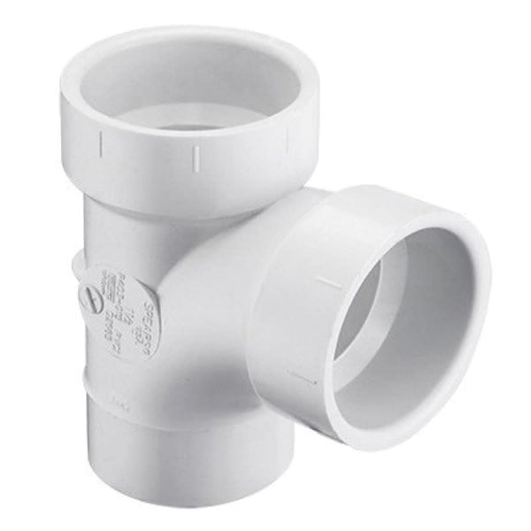 Street Sanitary Tee, 4 in, Spigot x Hub x Hub, DWV, PVC