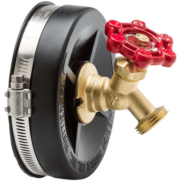 Band-Seal® End Cap With Hose Bibb, 2 in, Cast Iron/Plastic, SCH 40/STD, Rubber