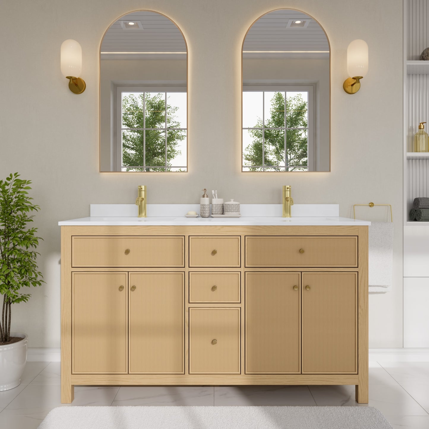 Pendry Double Bathroom Vanity - 60W x 35H x 22D