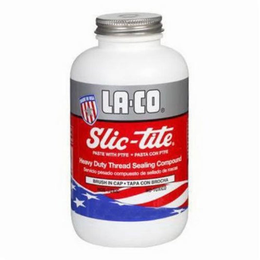 Slic-Tite® Thread Sealant Paste With PTFE, 0.5 pt Brush in, Cap, Solid, White