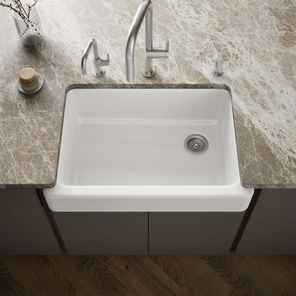 Whitehaven 32-1/2" Self-Trimming Farmhouse Single Basin Enameled Cast Iron Kitchen Sink