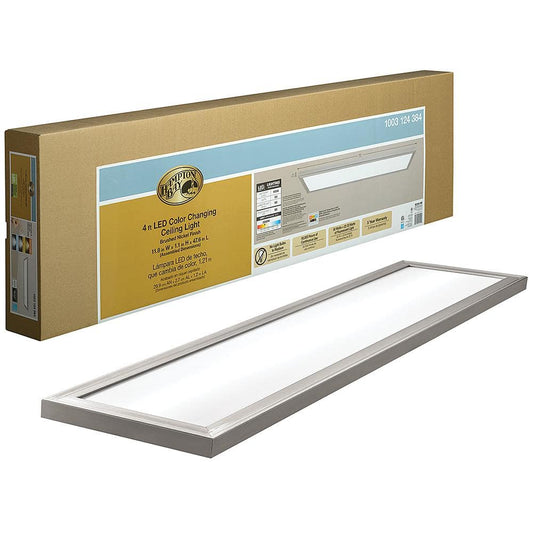 48 in. x 12 in. Low Profile Selectable LED Flush Mount Ceiling Flat Panel Brushed Nickel Rectangle 4000 Lumens Dimmable