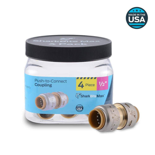 Max 1/2 in. Push-to-Connect Brass Coupling Fitting Pro Pack (4-Pack)
