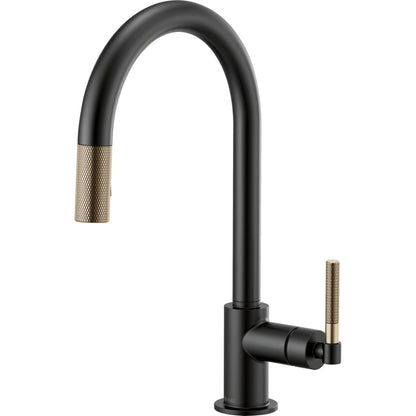 Litze Single Handle Arc Spout Pull Down Kitchen Faucet with Knurled Handle - Limited Lifetime Warranty