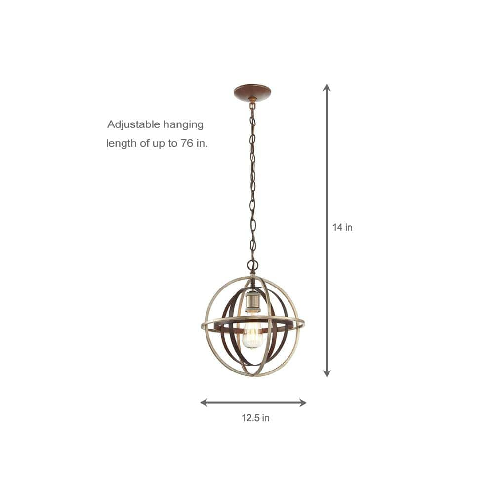 Barton Bay 1-Light Bronze and Champagne Pewter Orb Mini Pendant