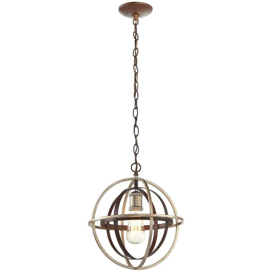 Barton Bay 1-Light Bronze and Champagne Pewter Orb Mini Pendant