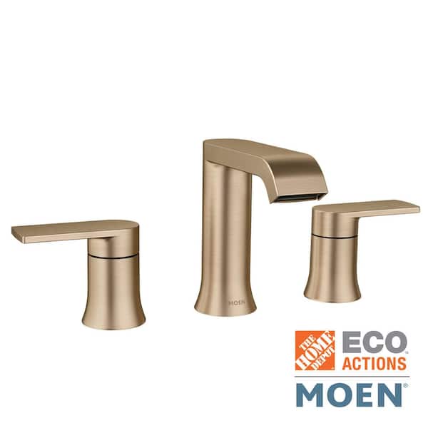 MOEN Genta 8 in. Widespread Double Handle Bathroom Faucet in Bronzed Gold (Valve Included) 84763BZG