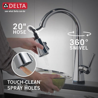 Lenta Pull-Down Kitchen Faucet with On/Off Touch Activation, Magnetic Docking Spray Head, ShieldSpray and Touch2O