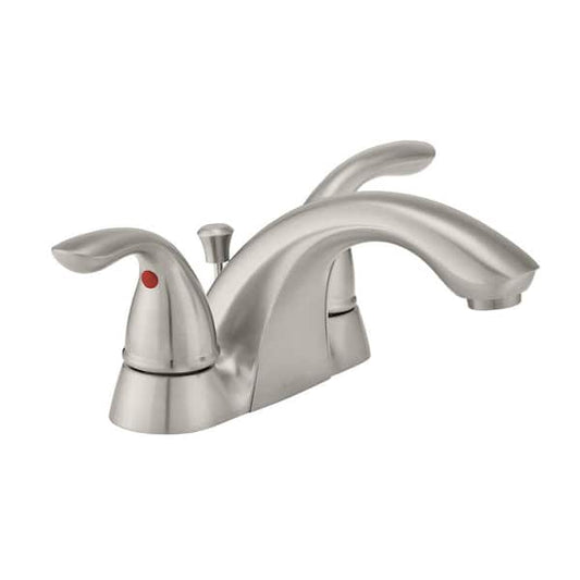 Glacier Bay Builders 4 in. Centerset Double Handle Low-Arc Bathroom Faucet in Brushed Nickel HD67091W-6B04