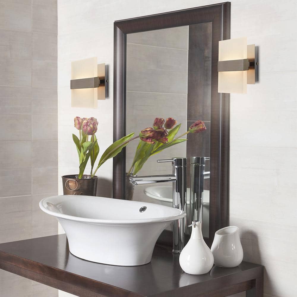 Alberson 5 in. Brushed Nickel 2-Light LED Sconce