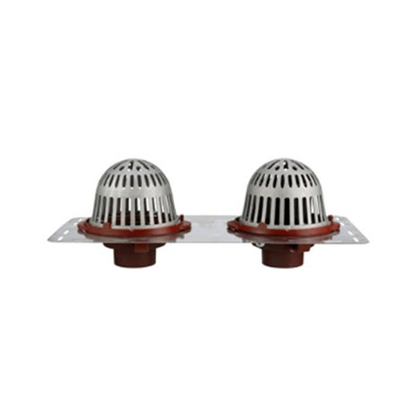 R150 Roof & Overflow Assembly, 9 in Dia, 3 in Outlet, No Hub, Metal Dome