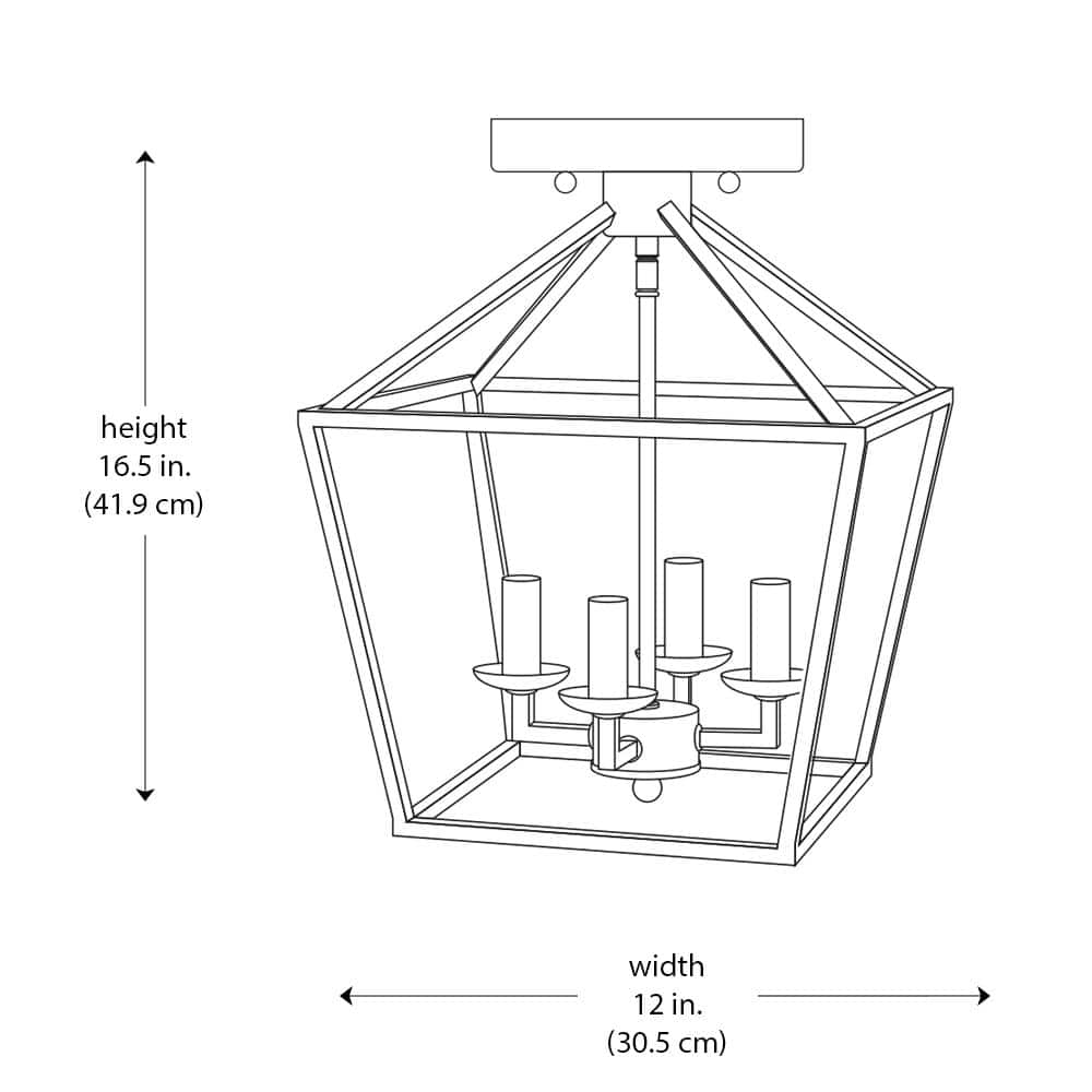 Weyburn 16.5 in. 4-Light Bronze Farmhouse Semi-Flush Mount Ceiling Light Fixture with Caged Metal Shade