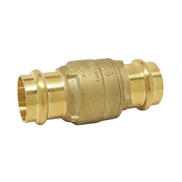 Spring Check Valve, 1/2 in, Press, Brass