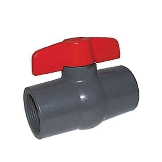 1-Piece Ball Valve, 3/4 in, FNPT, Full Port, PVC Ball, PVC