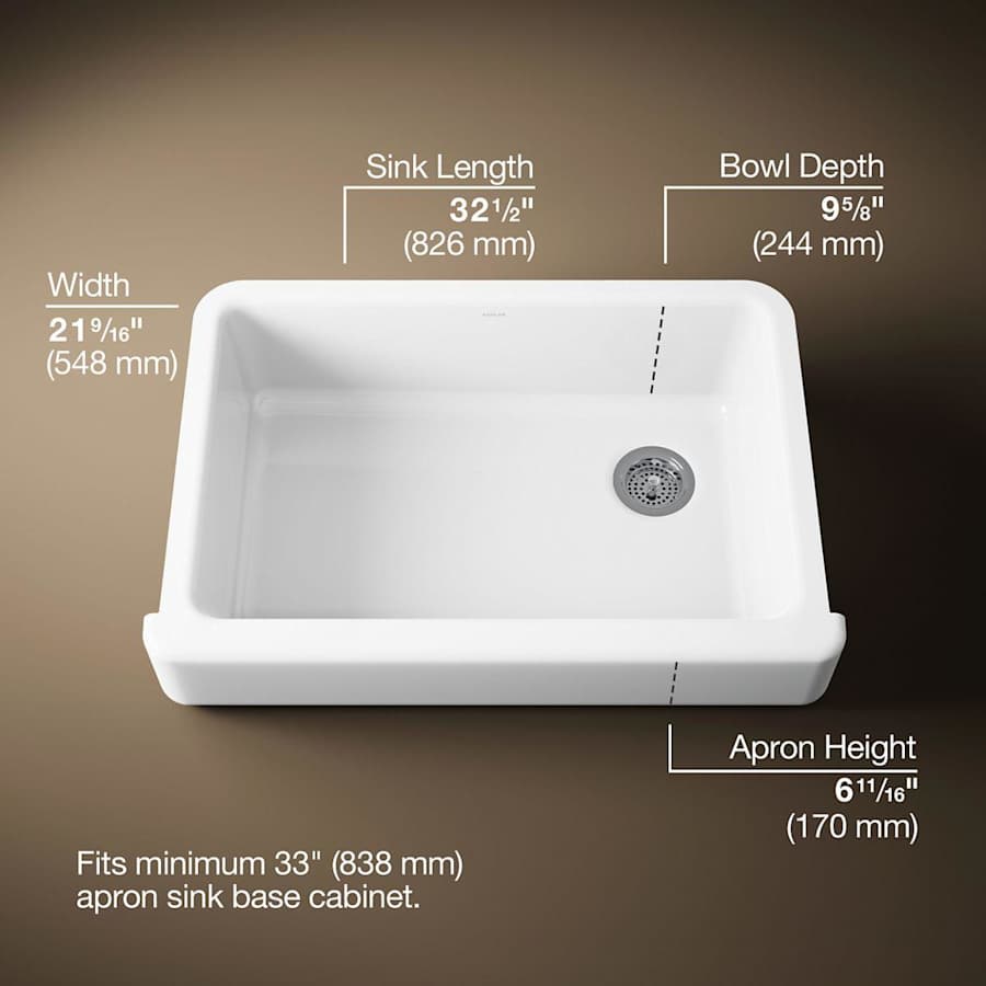 Whitehaven 32-1/2" Self-Trimming Farmhouse Single Basin Enameled Cast Iron Kitchen Sink