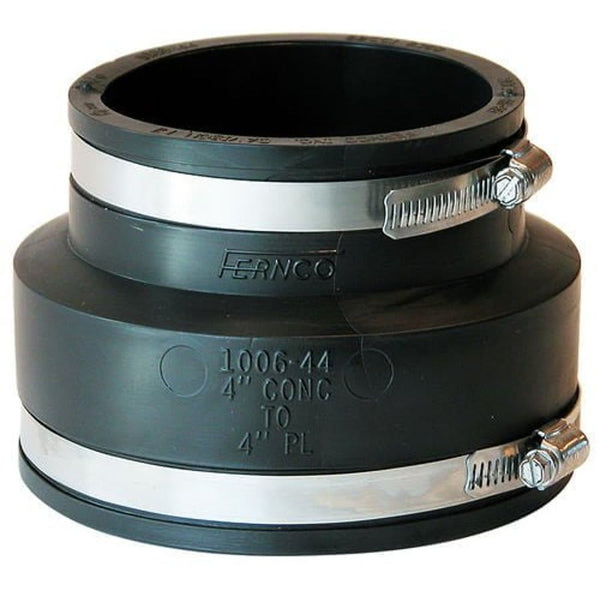 Transition Coupling, 4 in, Concrete x Plastic/Cast Iron, Flexible PVC