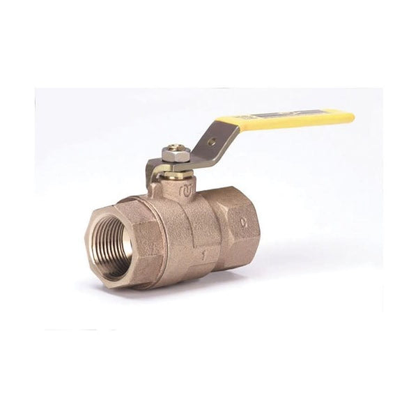 2-Piece Ball Valve, 1 in, FNPT, Standard Port, Plated Brass Ball, Bronze