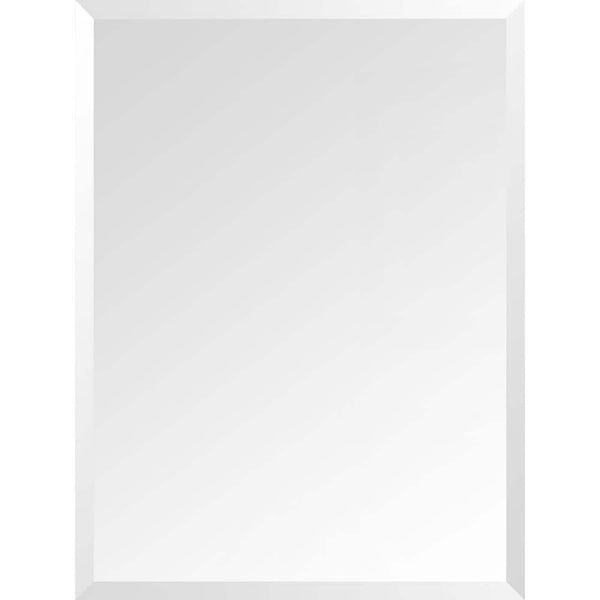 24 in. W x 32 in. H Frameless Rectangular Beveled Edge Bathroom Vanity Mirror in Silver