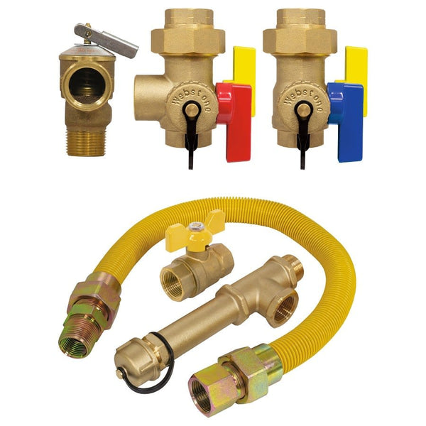 SWT-X2443WPR-GST Complete Tankless Water Heater Installation Kit, 200 deg F, 250 psi CWP, 3/4 in FNPT Union x C, Brass