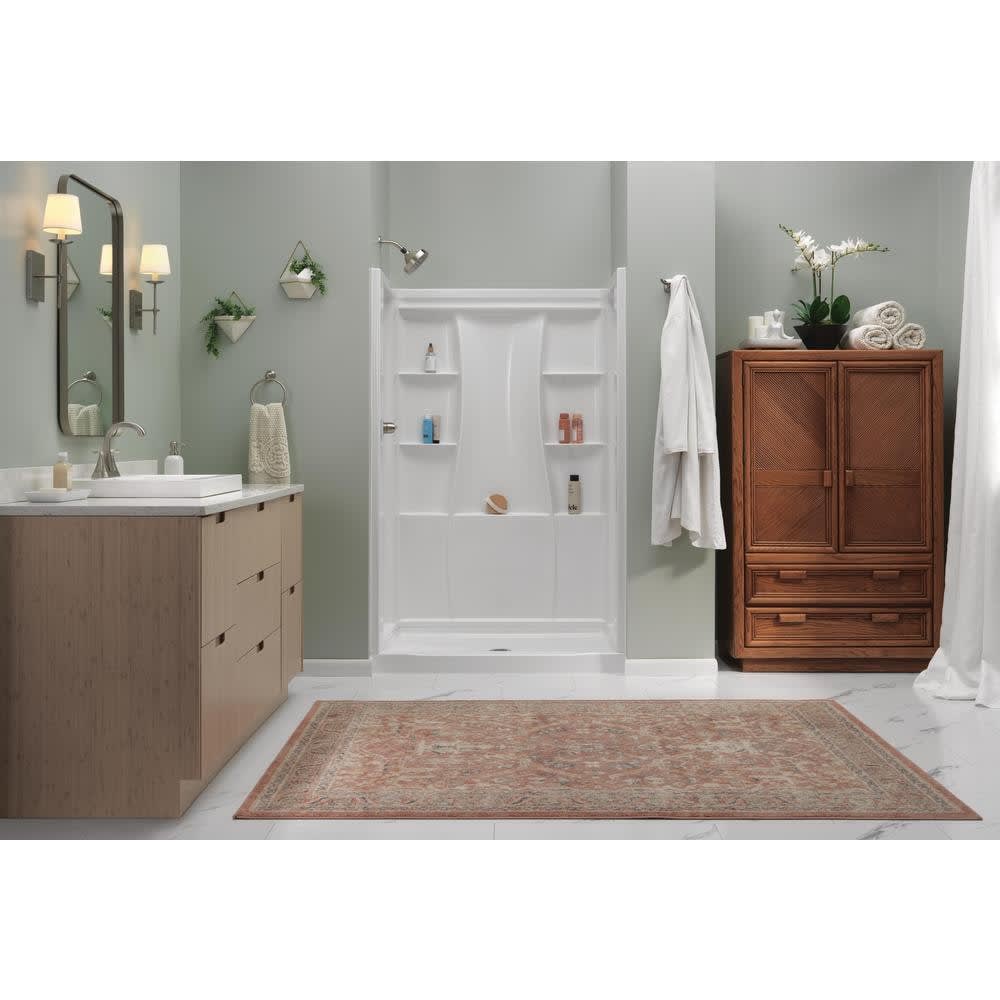 Classic 500 48 in. L x 34 in. W Alcove Shower Pan Base with Center Drain in High Gloss White