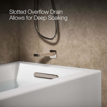 Underscore 60" Soaking Bathtub for Three Wall Alcove Installation with Right Drain and 68 Gallon Water Capacity