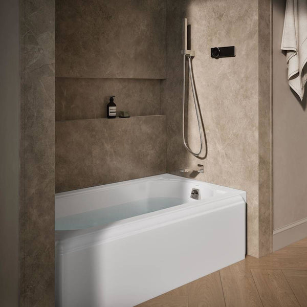 Memoirs Collection 60" Three Wall Alcove Cast Iron Three Wall Alcove Soaking Bath Tub with Right Hand Drain