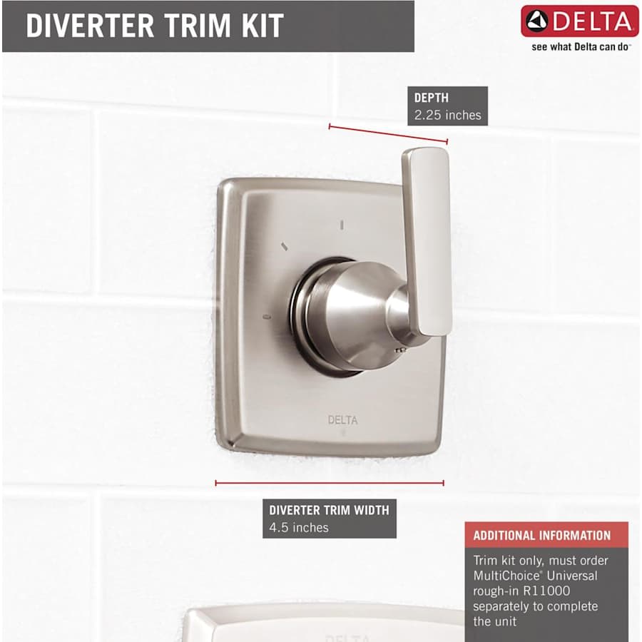 Ashlyn Three Function Diverter Valve Trim Less Rough-In Valve - Two Independent Positions, One Shared Position