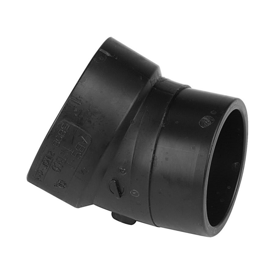 DWV Street 22.5 deg Elbow, 3 in, Spigot x Hub, ABS