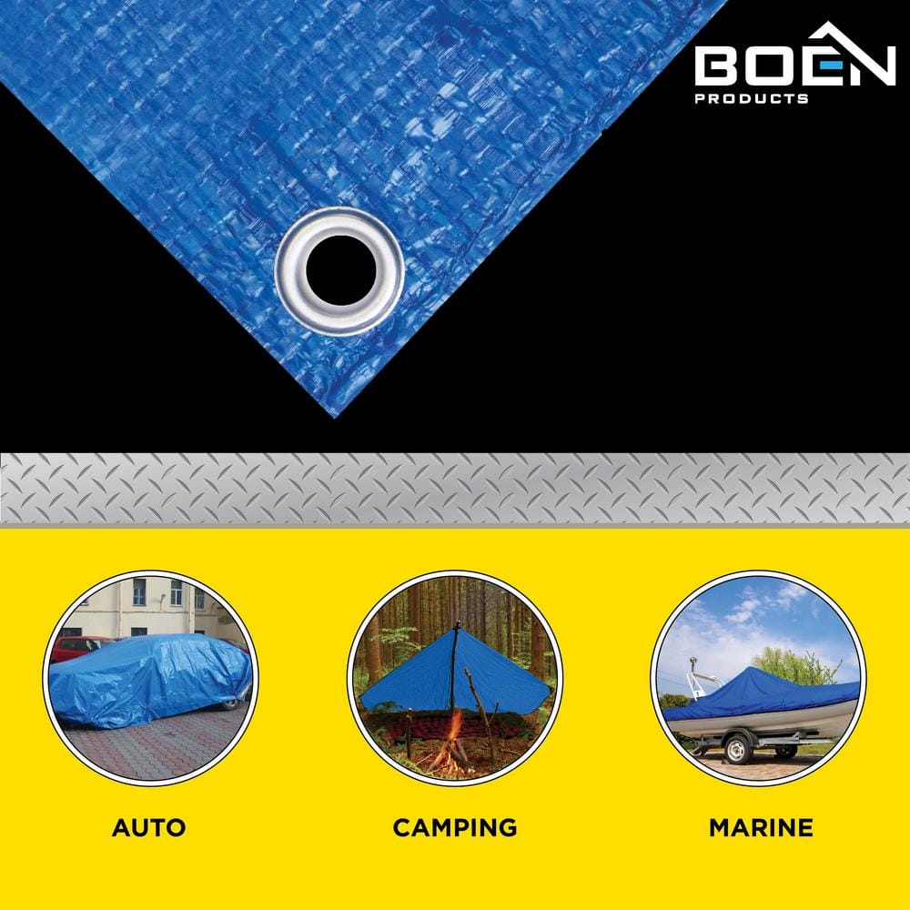 50 ft. W x 100 ft. L Heavy Duty Blue Poly Tarp Cover Waterproof, Tarpaulin
