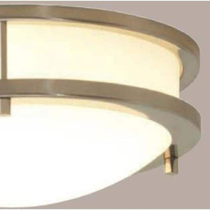 Hampton Bay Flaxmere 12 in. Brushed Nickel Dimmable LED Integrated Flush Mount with Frosted White Glass Shade