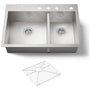 Vault 33" Double Basin Top-Mount/Under-Mount 18-Gauge Stainless Steel Kitchen Sink with SilentShield