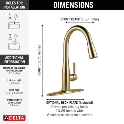 Essa Pull-Down Kitchen Faucet with Magnetic Docking Spray Head - Includes Lifetime Warranty