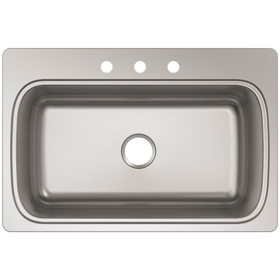 Verse 33" Single Basin Drop In Kitchen Sink With 3 Faucet Holes