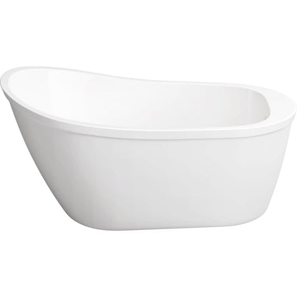 Bingham 59" Free Standing Acrylic Soaking Tub with Reversible Drain, Drain Assembly, and Overflow