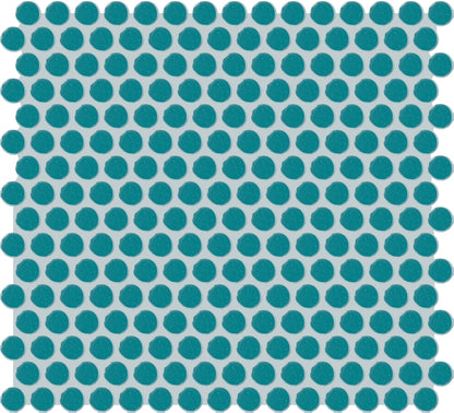 Unglazed Mosaics Peacock Blue Penny Rounds 1X1 Matte