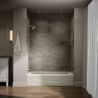 Villager Collection 60" Three Wall Alcove Cast Iron Three Wall Alcove Soaking Bath Tub with Left Hand Drain