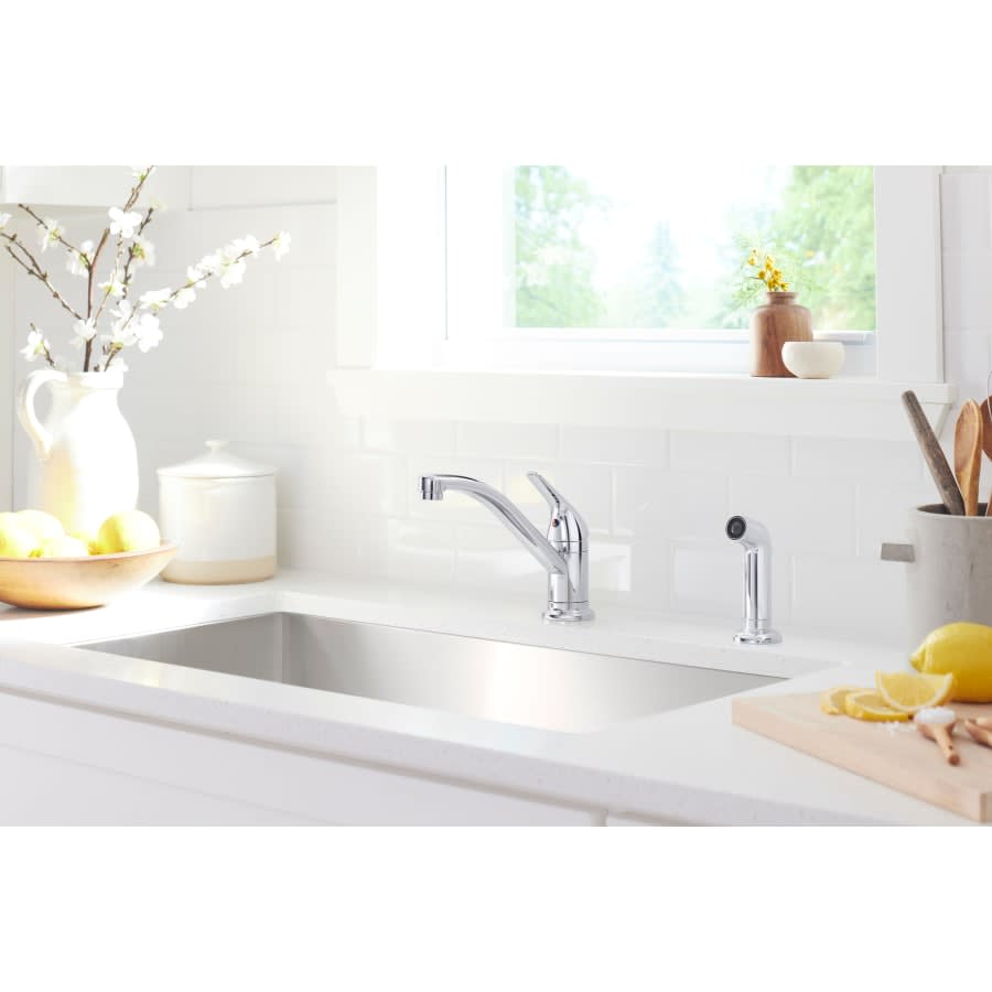 Jolt 1.5 GPM Single Hole Kitchen Faucet - Includes Side Spray Escutcheon