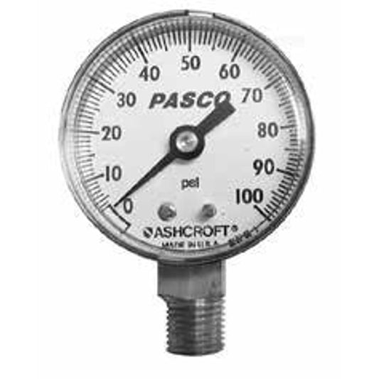 Pressure Gauge, 2 in Dia Dial, 0 to 300 psi, 1/4 in MNPT Bottom Connection