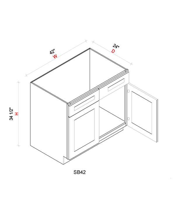 Sink Base - 42"W x 34- 1/2"H x 24"D