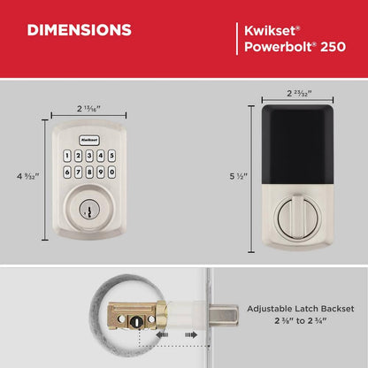 Powerbolt 250 10-Button Keypad Satin Nickel Transitional Electronic Deadbolt Door Lock