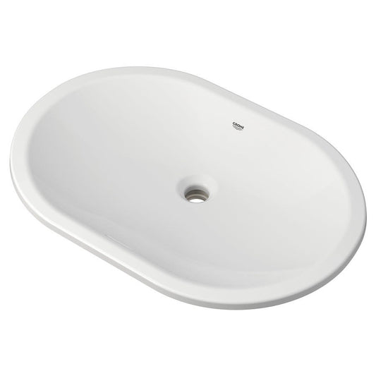 Essence Top/Under Mount Lavatory Sink, ADA, 24-7/8 x 17 x 4-7/8 in, Fireclay, Alpine White